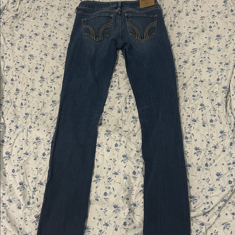HOLLISTER DARK BLUE SKINNY JEANS LOW RISE BIRD LOGO OG Y2K - Picture 4 of 5